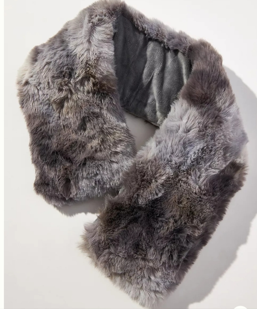 Anthropologie Luxe Dyed Faux Fur Neck Wrap - grey